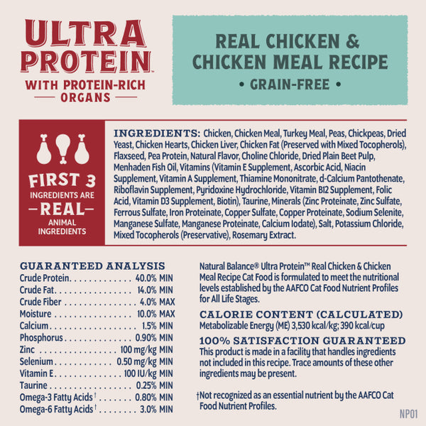 Natural Balance Ultra Protein Real Chicken & Chicken Meal Recipe Dry Cat Food