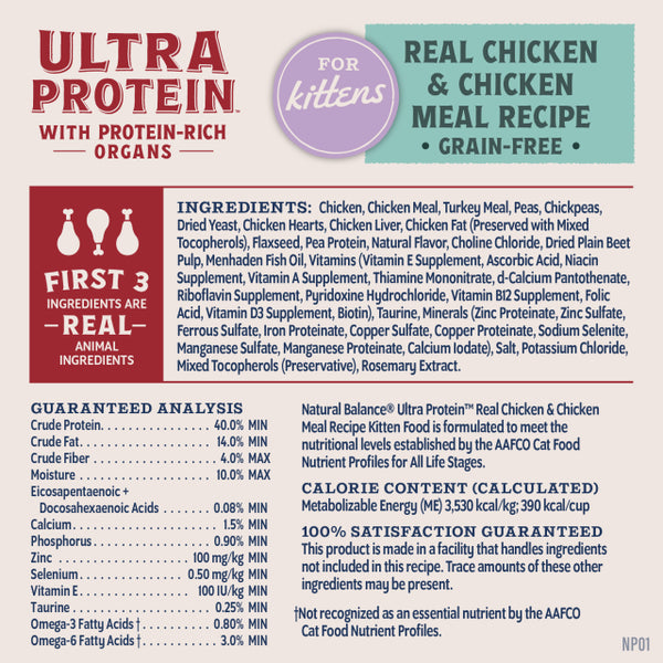 Natural Balance Ultra Protein Real Chicken & Chicken Meal Kitten Recipe Dry Cat Food