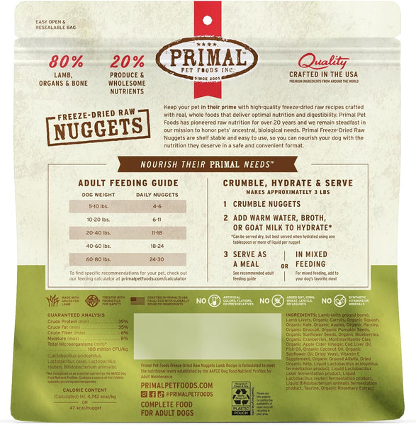 Primal Nuggets Lamb Freeze-Dried Dog Food