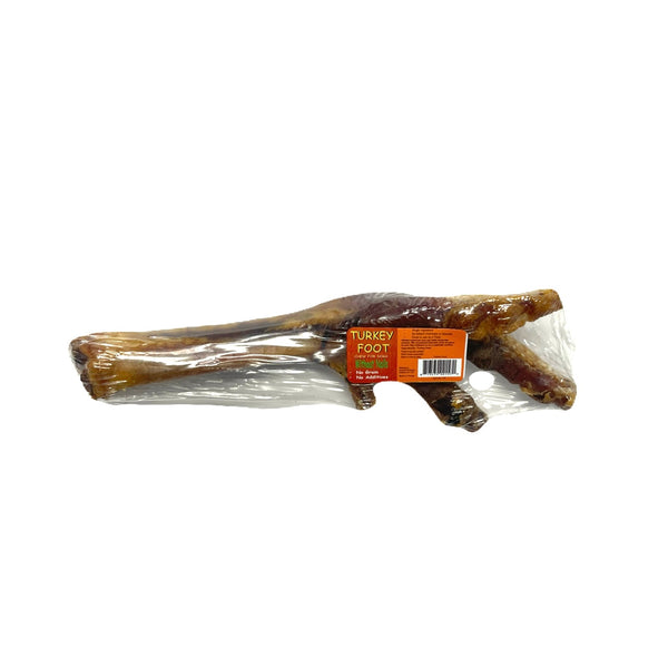 Scoochie air dried turkey foot dog chew in shrink wrap