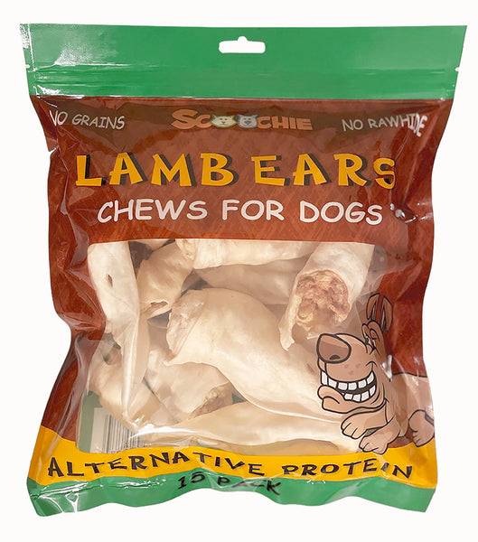 Scoochie lamb ears 15 pack, natural single ingredient lamb ear dog chews