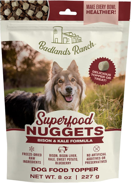Badlands Ranch Superfood Nuggets Bison & Kale Freeze Dried Dog Treats or Topper
