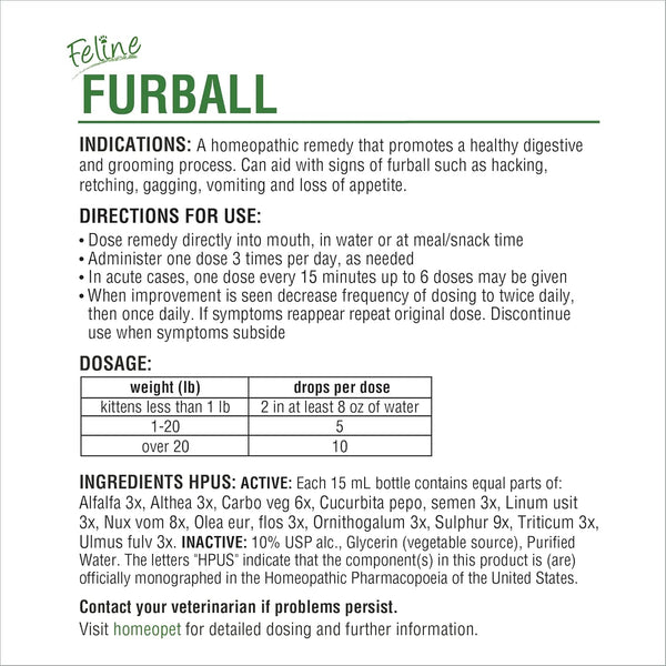 HomeoPet Feline Furball Hairball Relief