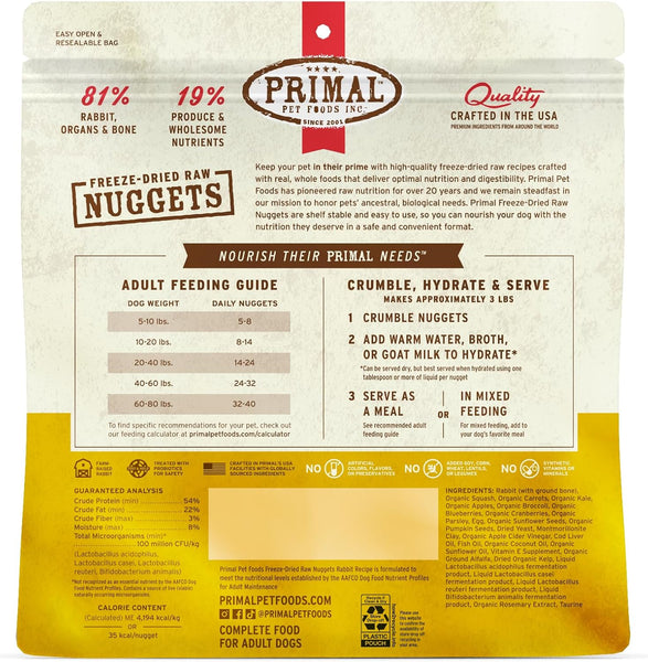 Primal Nuggets Rabbit Freeze-Dried Dog Food