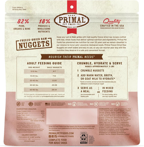 Primal Nuggets Pork Freeze-Dried Dog Food