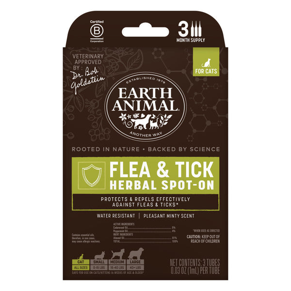 Earth Animal Natural Flea and Tick Herbal Spot-On for Cats