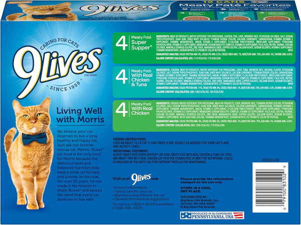 9 Lives Meaty Pate Variety Pack Wet Cat Food