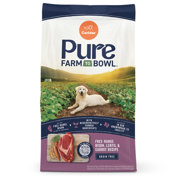 Canidae Pure Farm To Bowl Free-Range Bison, Lentil & Carrot Grain Free Recipe Dry Dog Food