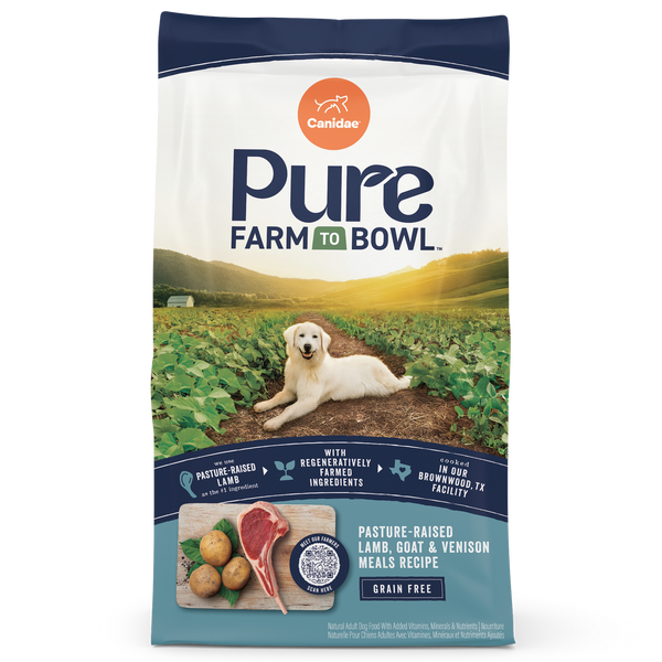 Canidae Pure Farm To Bowl Pasture-Raised Lamb and Goat & Venison Meals Grain Free RecipeDry Dog Food