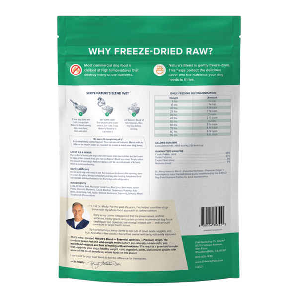 Dr. Marty Freeze Dried Nature's Blend Essential Wellness Premium Origin Dog Food