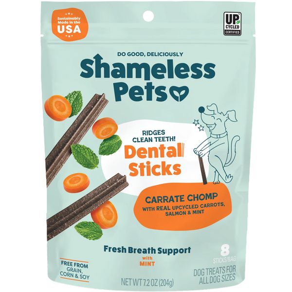 Shameless Pets Dental Sticks - Assorted, Carrate Chomp flavor, front of package