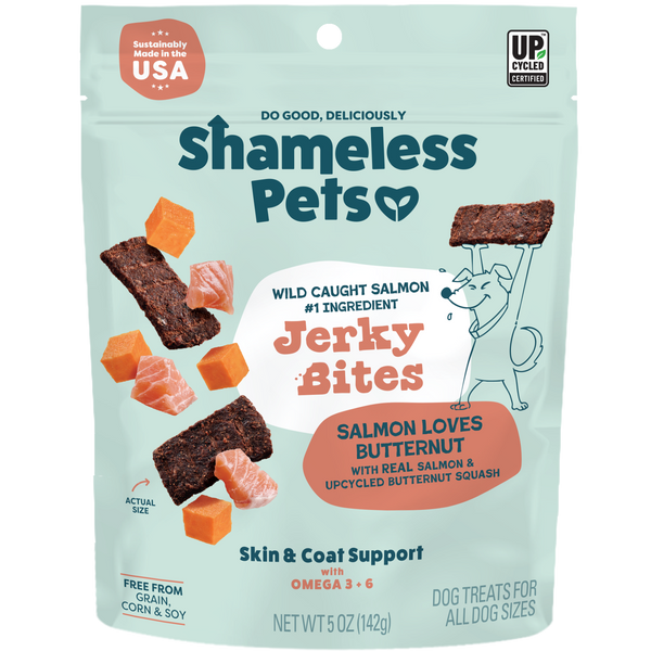 Shameless Pets Salmon Loves Butternut Bite Sized Jerky Dog Treats