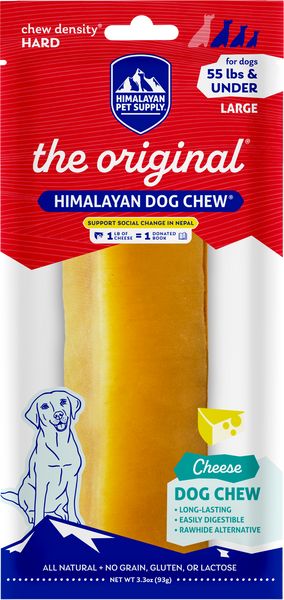 Himalayan Dog Chew Original Cheese, large, lactose free hard cheese dog chew for dogs under 55 lb