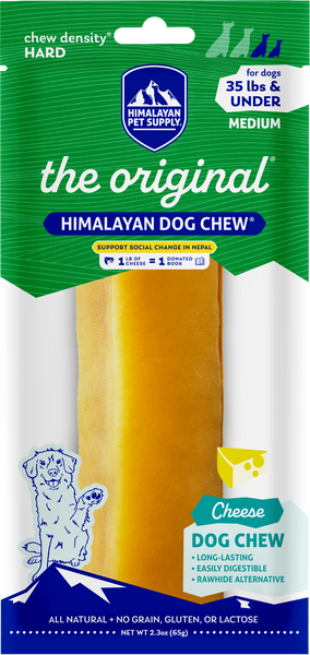 Himalayan Dog Chew Original Cheese, medium, long lasting yak milk cheese chew for dogs under 35 lb