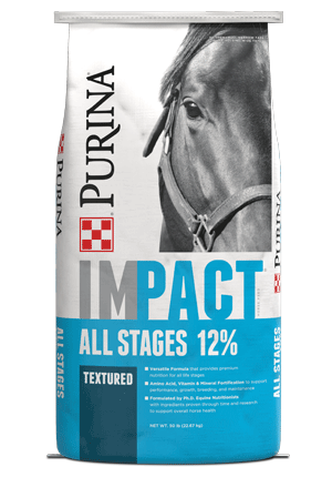Purina Impact All Stages 12% Textured Horse Feed 50 lb bag