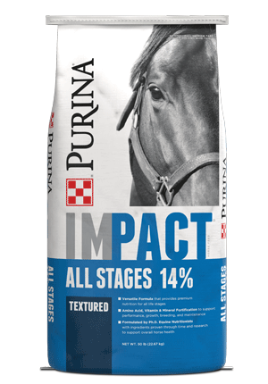 Purina Impact All Stages 14% Textured Horse Feed 50 lb bag