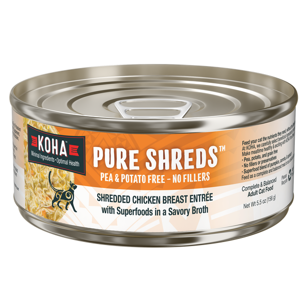 KOHA Pure Shreds Grain Free Wet Cat Food 5.5 oz, Case of 12