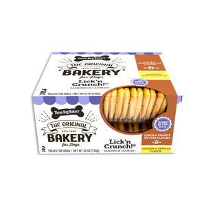 Three Dog Bakery Lick'n Crunch Carob & Peanut Butter & Golden Vanilla 2 Pack Cookie Dog Treats