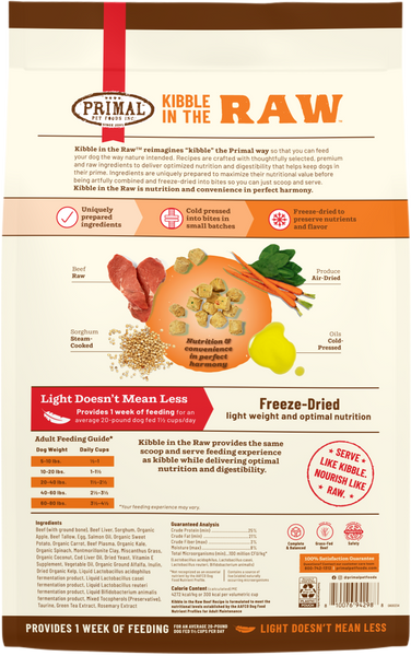 Primal Kibble in the Raw Freeze-Dried Beef - Dog Food