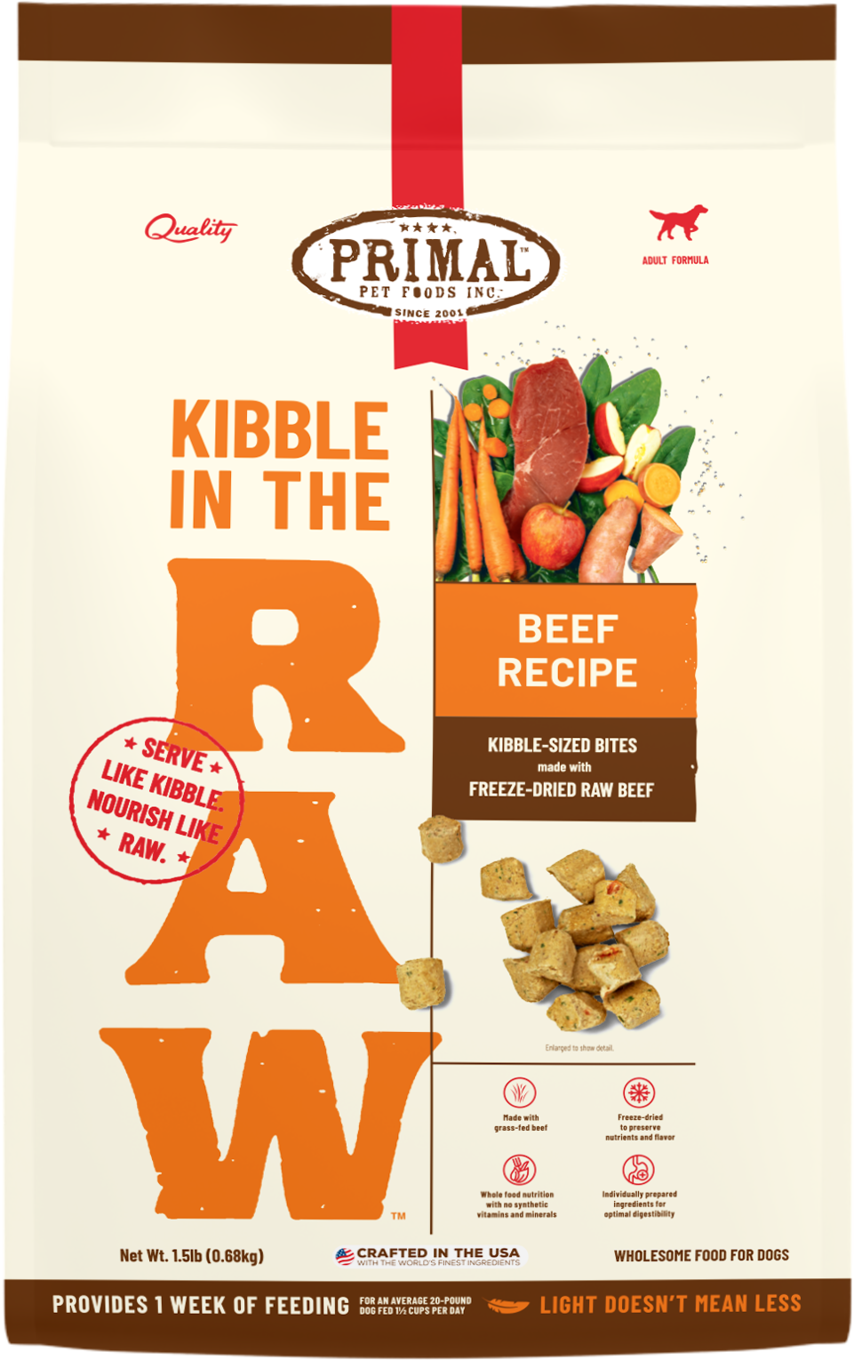 Primal Kibble in the Raw Freeze-Dried Beef - Dog Food