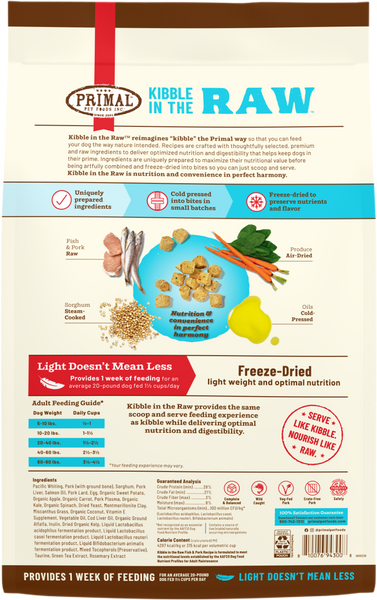Primal Kibble in the Raw Freeze-Dried Fish & Pork - Dog Food