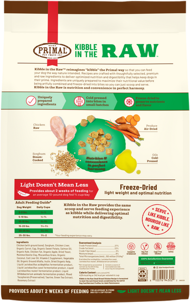 Primal Kibble in the Raw Freeze-Dried Chicken - Small Breed Dog Food