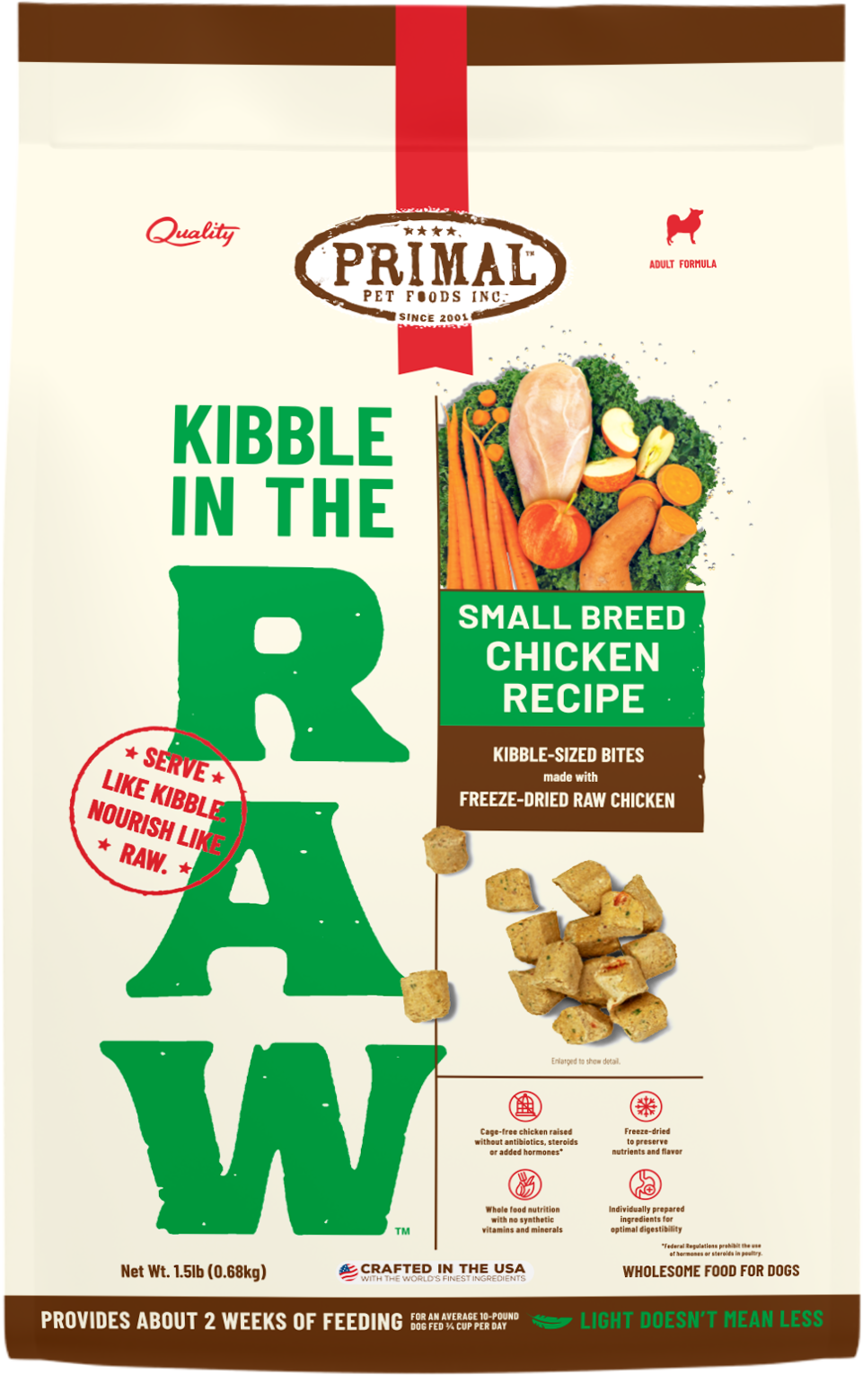 Primal Kibble in the Raw Freeze-Dried Chicken - Small Breed Dog Food