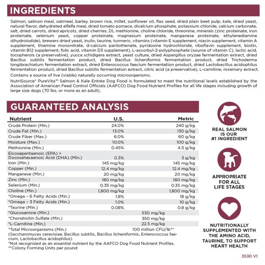 Nutrisource Pure Vita Salmon & Kale Dry Dog Food
