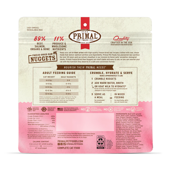 Primal Nuggets Beef & Salmon Freeze-Dried Cat Food