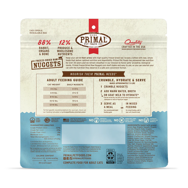 Primal Nuggets Rabbit Freeze-Dried Raw Cat Food