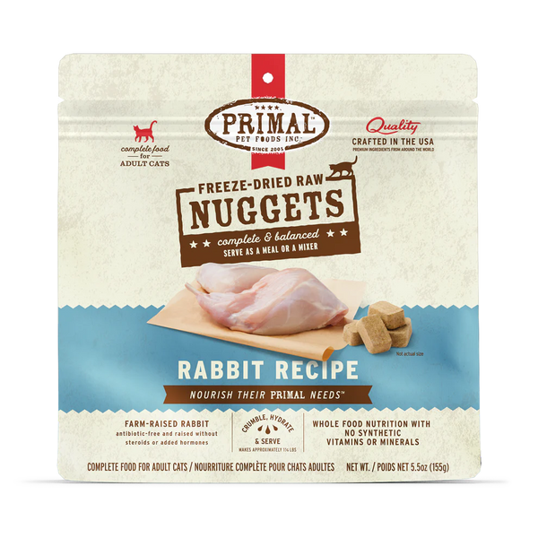 Primal Nuggets Rabbit Freeze-Dried Raw Cat Food