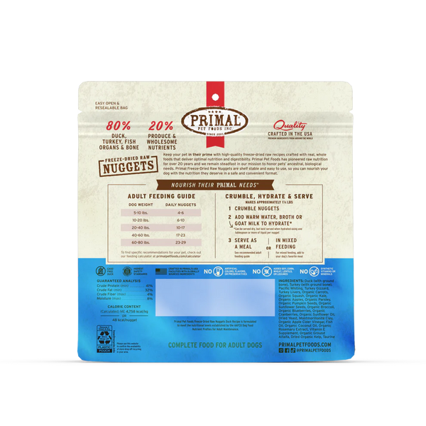 Primal Nuggets Duck Freeze-Dried Dog Food