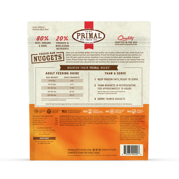 Primal Beef Nuggets Frozen Dog Food