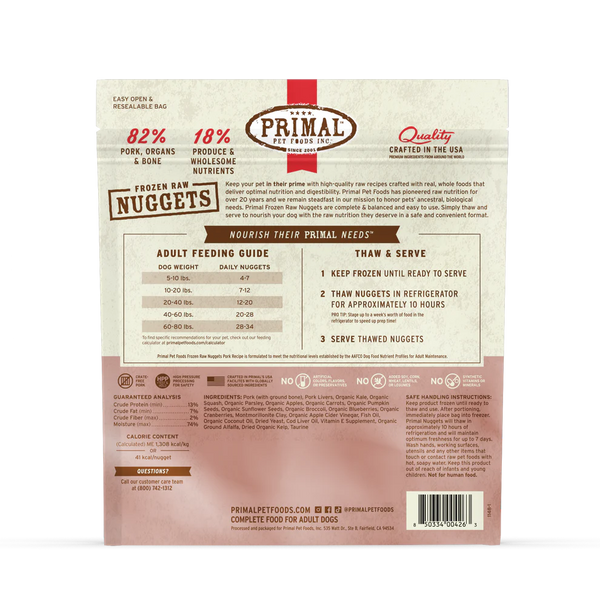 Primal Pork Nuggets Frozen Dog Food