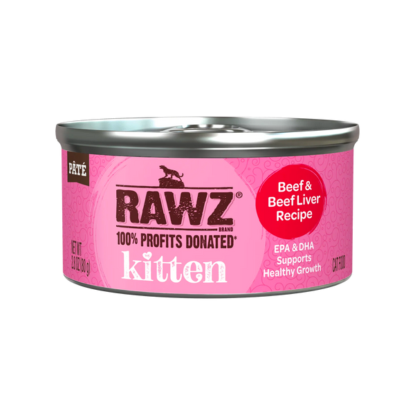 RAWZ Kitten Pate Wet Cat Food 2.8 oz, Case of 18