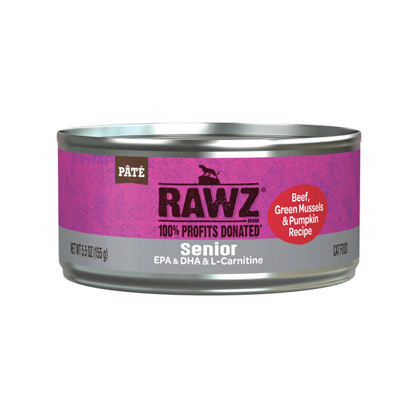RAWZ Senior Pate Wet Cat Food 5.5 oz, Case of 24