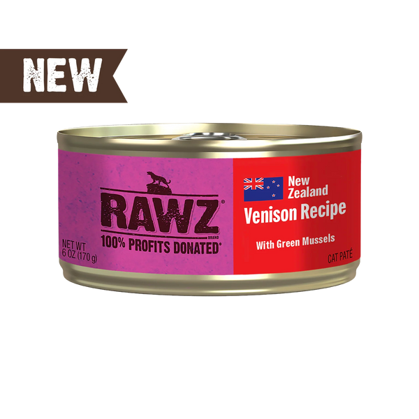 RAWZ 94% Venison Pate Wet Cat Food 3 oz, Case of 24