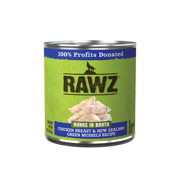 Rawz Hunks in Broth Chicken Breast & New Zealand Green Mussels Wet Dog Food