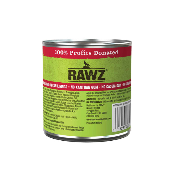 Rawz Shredded in Broth Chicken Breast, Duck  & New Zealand Green Mussels Wet Dog Food