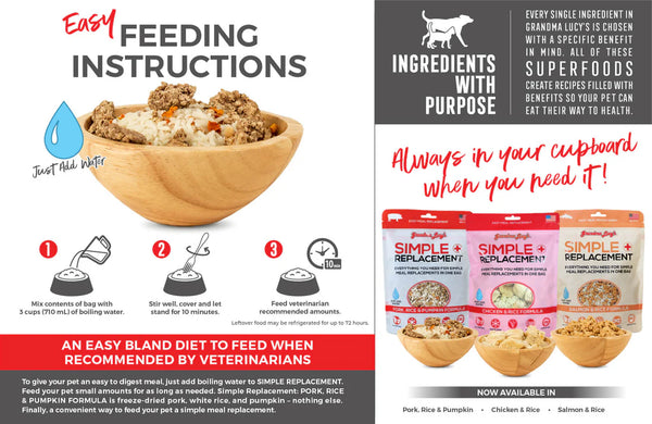Grandma Lucy's Simple Replacement Pork Bland Dog Food