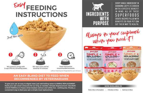 Grandma Lucy's Simple Replacement Salmon Bland Dog Food