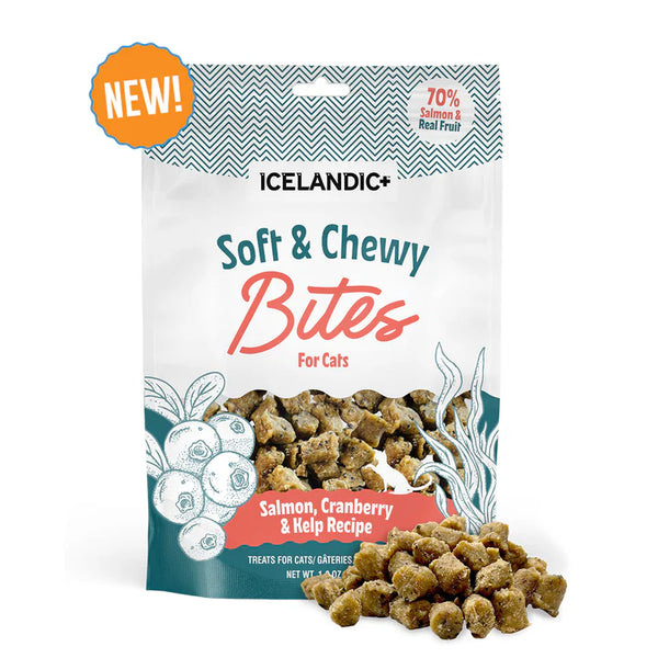 Icelandic+ Salmon, Cranberry & Kelp Recipe Soft & Chewy Bites Cat Treats