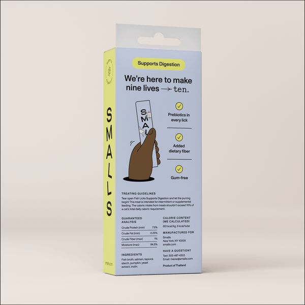 Smalls Fish Licks (Salmon) box back with ingredients and guaranteed analysis