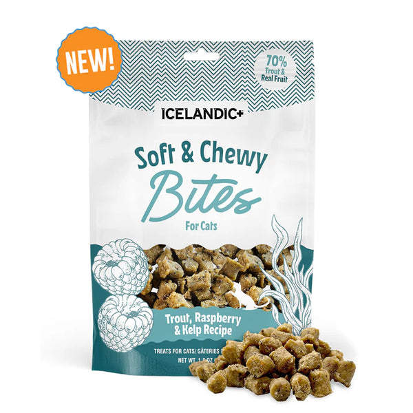 Icelandic+ Trout, Raspberry & Kelp Recipe Soft & Chewy Bites Cat Treats