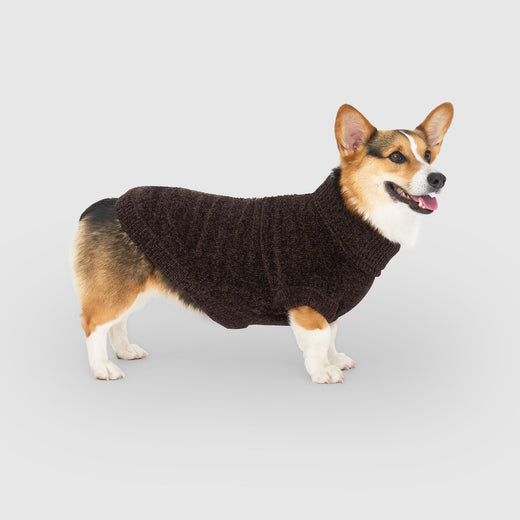 Canada Pooch Soho Turtleneck Chenille Dog Sweater, Grey Mix