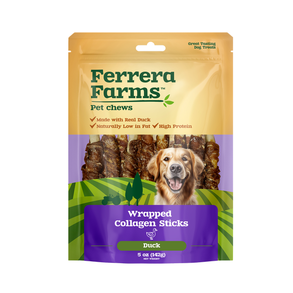 Ferrera Farms Collagen Wrapped with Duck dog chew, front of package