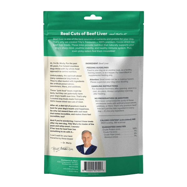 Dr. Marty Tilly’s Treasures 100% Freeze-Dried Raw Beef Liver Dog Treats