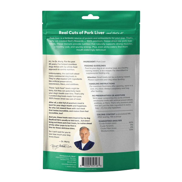 Dr. Marty Red's Rewards 100% Freeze-Dried Raw Pork Liver Dog Treats