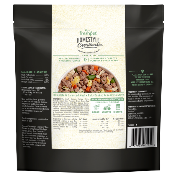 Freshpet Homestyle Creations Beef, Chicken & Turkey Recipe Refrigerated Dog Food, additional view 1