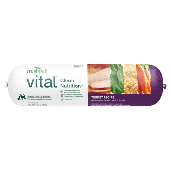 Freshpet Vital Turkey Recipe with Carrots, Brown Rice & Spinach 6 lb Roll